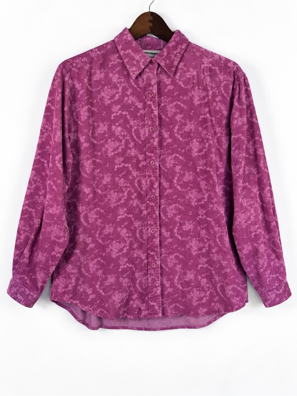Vintage 90s Northern Reflections Pink Floral Corduroy Shirt M